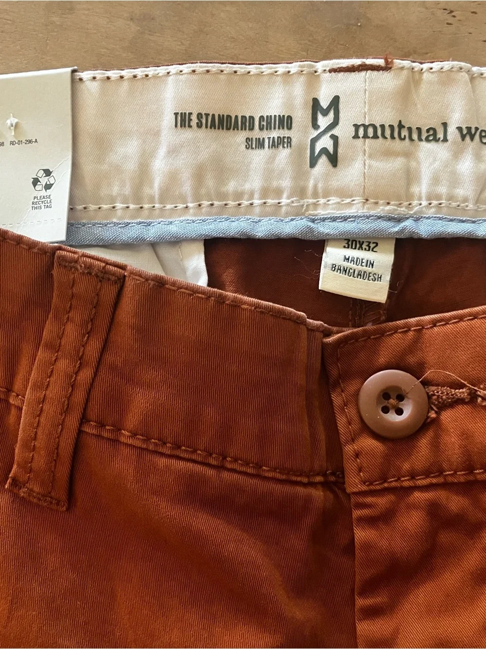 NWT JCPenney Men's Chinos in Rust-Burnt Orange